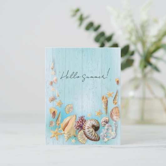 Zeeen schelp feestdagenkaart (Staand voorkant)