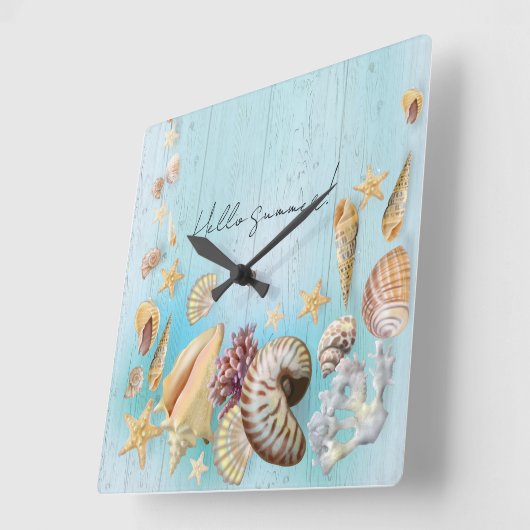 Zeeen schelp vierkante klok (Hoek)
