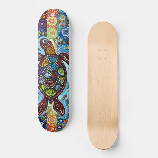 Zeeen schildpad - Aboriginal stijl - Skateboard De (Voorkant)