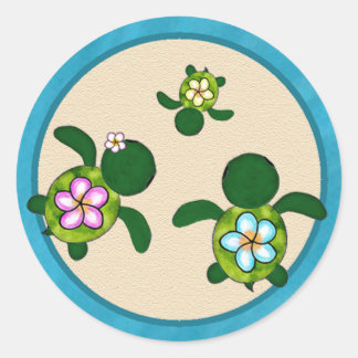 Zeeen SCHILDPAD Baby shower (Honu) 032B Seal Stick Ronde Sticker