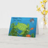 Zeeen schildpad, blanco kaart (Gele Bloem)