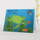 Zeeen schildpad, blanco kaart (Gele Bloem)