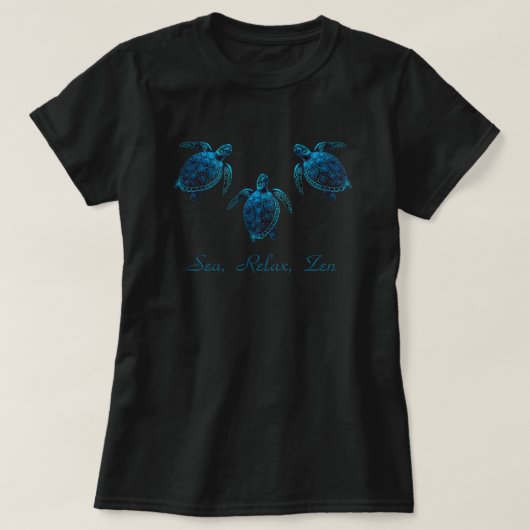 zeeen schildpad, blauw digitaal tekening T-shirt (Design voorkant)