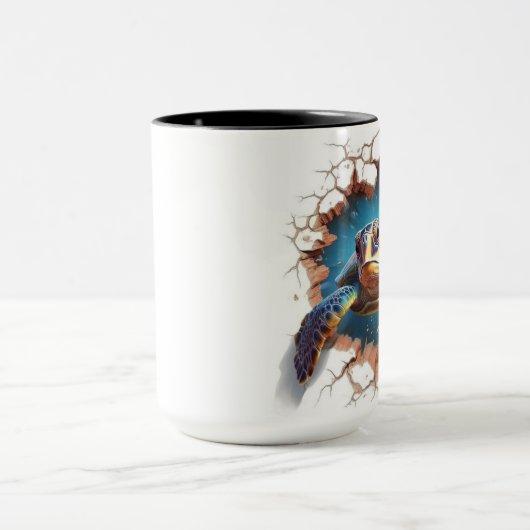 Zeeen schildpad die uit een muur komt mok (Midden)