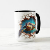 Zeeen schildpad die uit een muur komt mok (Voorkant rechts)