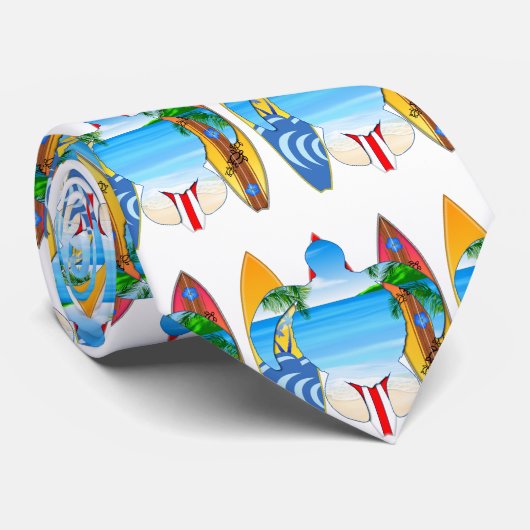 Zeeen schildpad en surfplanken stropdas (Opgerold)