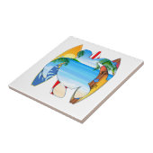 Zeeen schildpad en surfplanken tegeltje (Zijkant)