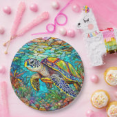 Zeeen schildpad gebrandschilderd glas papieren bordje (Feest)