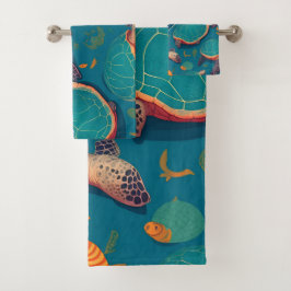 Zeeen schildpad geometrisch kleurrijk gepersonalis bad handdoek