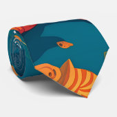 Zeeen schildpad geometrisch kleurrijk gepersonalis stropdas (Opgerold)