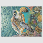 Zeeen schildpad in een Coral Reef Decoupage Tissuepapier (Voorkant)