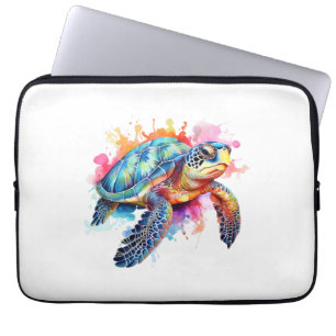 Zeeen schildpad in kleurrijke Waterverf Laptop Sleeve