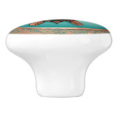 Zeeen schildpad in koper en turquoise keramische knop (Zijkant)