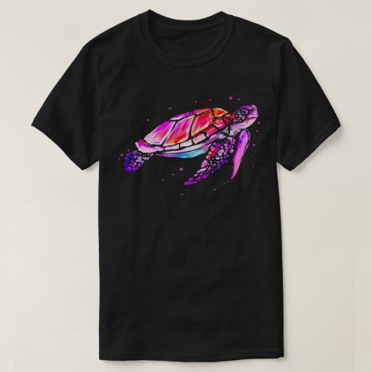 Zeeen schildpad kleurrijke oceaan duikcadeau t-shirt (Design voorkant)