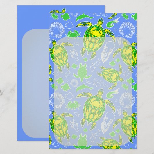 Zeeen schildpad koraal rif Marine Life Symbool Briefpapier (Voorkant / Achterkant)