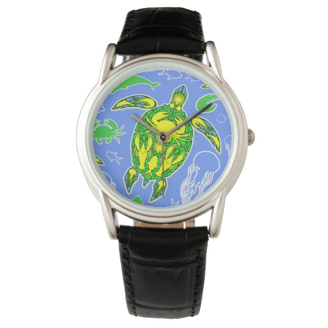 Zeeen schildpad koraal rif Marine Life Symbool Horloge (Voorkant)