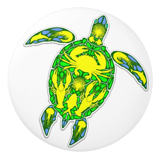 Zeeen schildpad koraal rif Marine Life Symbool Keramische Knop (Voorkant)