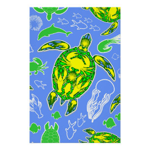 Zeeen schildpad koraal rif Marine Life Symbool Perfect Poster