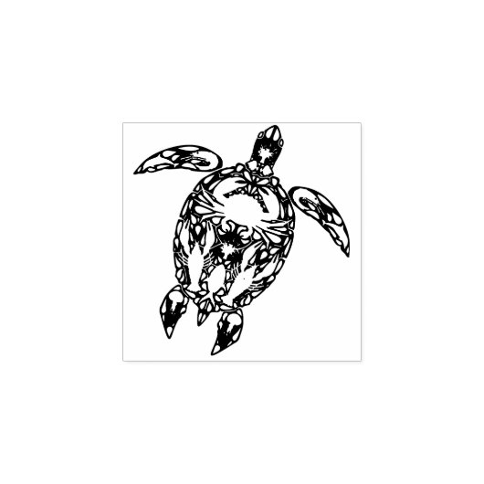 Zeeen schildpad koraal rif Marine Life Symbool Rubberstempel (Afrduk)