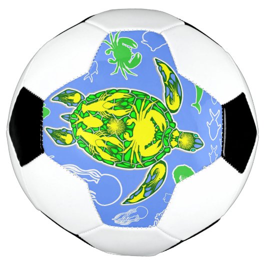 Zeeen schildpad koraal rif Marine Life Symbool Voetbal (Gedraaid)