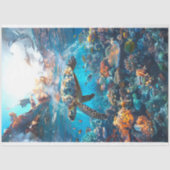 Zeeen schildpad levendig gekleurd #2 Decoupage Tissuepapier (Voorkant)