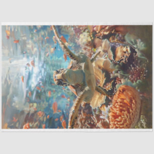 Zeeen schildpad met Blauwgroen Blue Ocean Decoupag Tissuepapier