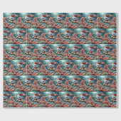 Zeeen schildpad met kerstmuts cadeaupapier (Vlak)