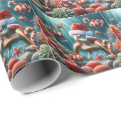 Zeeen schildpad met kerstmuts cadeaupapier (Rol Hoek)