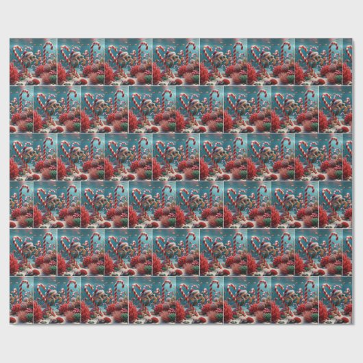 Zeeen schildpad met kerstmuts cadeaupapier (Vlak)