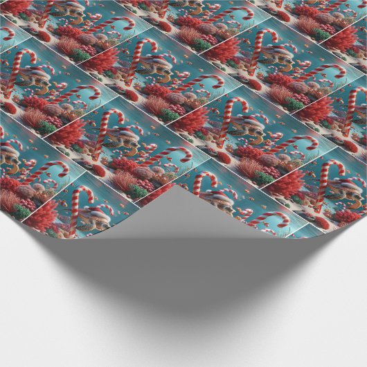 Zeeen schildpad met kerstmuts cadeaupapier (Hoek)