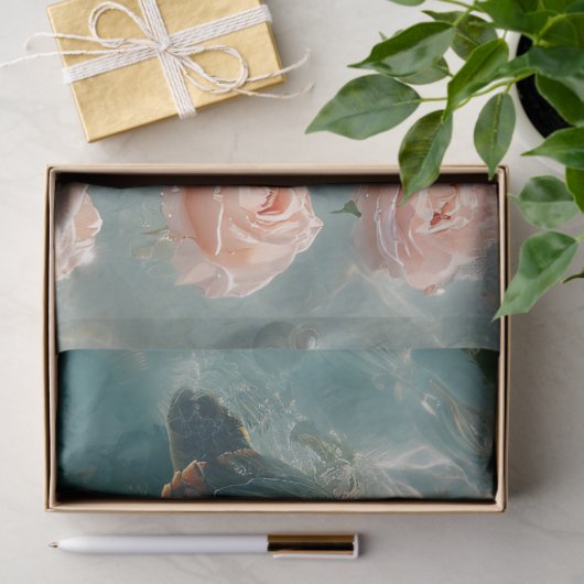 Zeeen schildpad met roze rozen decoupage tissuepapier (Geschenk)