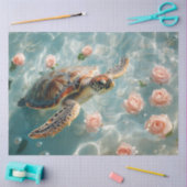 Zeeen schildpad met roze rozen decoupage tissuepapier (Craft)