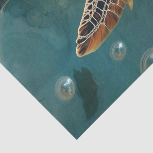 Zeeen schildpad met roze rozen decoupage tissuepapier (Detail)