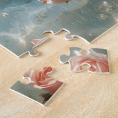 Zeeen schildpad met roze rozen legpuzzel (Zijkant)