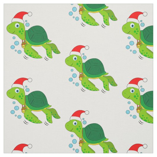 Zeeen schildpad met Santa Hat Stof (Swatch)