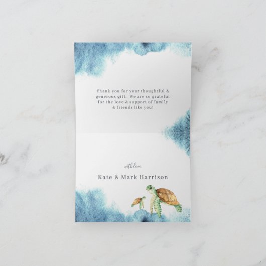 Zeeen schildpad | Ocean Baby shower Dank u Bedankkaart (Binnen)