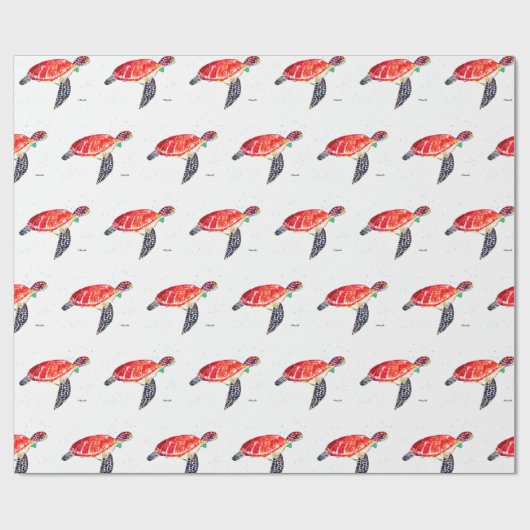 Zeeen schildpad onder de Waterverf zee Ocean Nauti Cadeaupapier (Vlak)