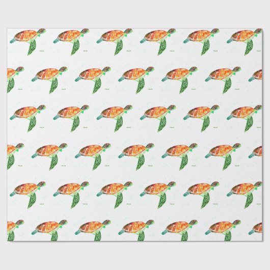 Zeeen schildpad onder de Waterverf zee Ocean Nauti Cadeaupapier (Vlak)