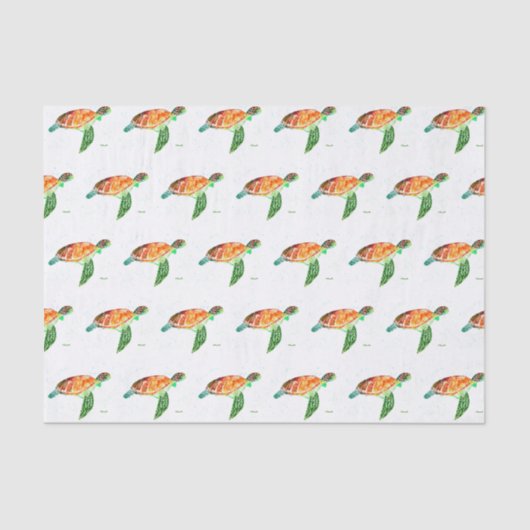 Zeeen schildpad onder de Waterverf zee Ocean Nauti Tissuepapier (Voorkant)