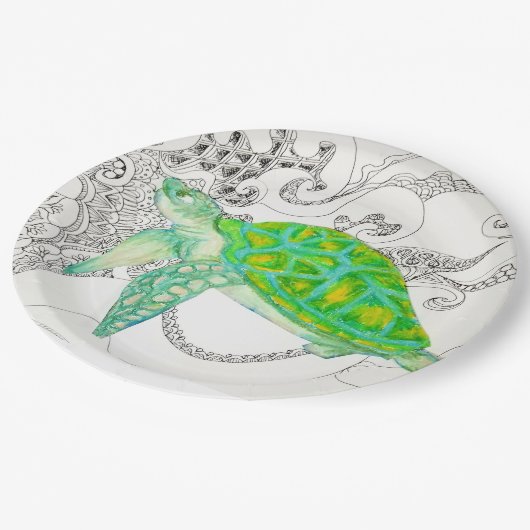zeeen schildpad papieren bordje (Gekanteld)