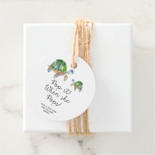 Zeeen schildpad - POP IT WANNEER ZE POPPEN HUN TEK Bedankjes Labels (In situ)