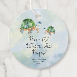 Zeeen schildpad - POP IT WANNEER ZE POPPEN HUN TEK Bedankjes Labels