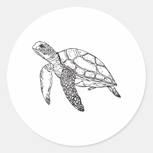 zeeen schildpad ronde sticker (Voorkant)