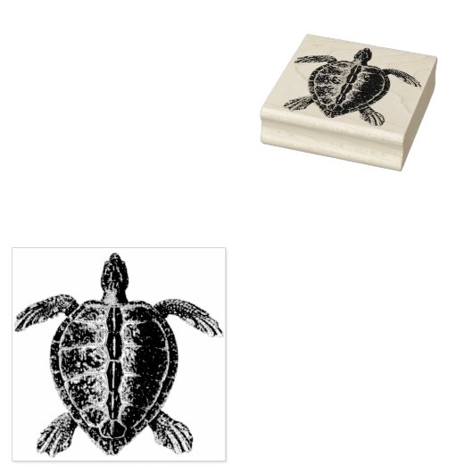 Zeeen schildpad rubberen stempel (Gestempeld)