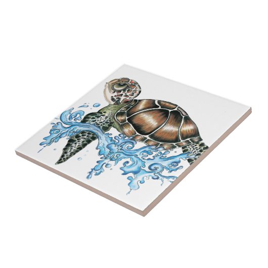 zeeen schildpad tegeltje (Zijkant)