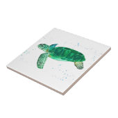 Zeeen schildpad Waterverf Groene Nautische Oceaan Tegeltje (Zijkant)