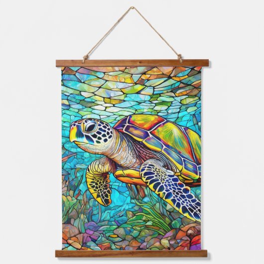 Zeeen schildpadden en zeeschelpen kunst set hangend wandkleed (Voorkant)