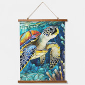 Zeeen schildpadden en zeeschelpen kunst set hangend wandkleed (Voorkant 3)