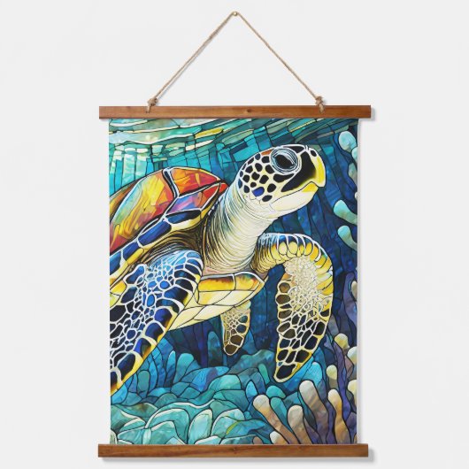 Zeeen schildpadden en zeeschelpen kunst set hangend wandkleed (Voorkant 3)