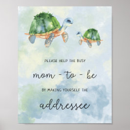 Zeeen schildpadden - Help het Bezige Adres van de  Poster